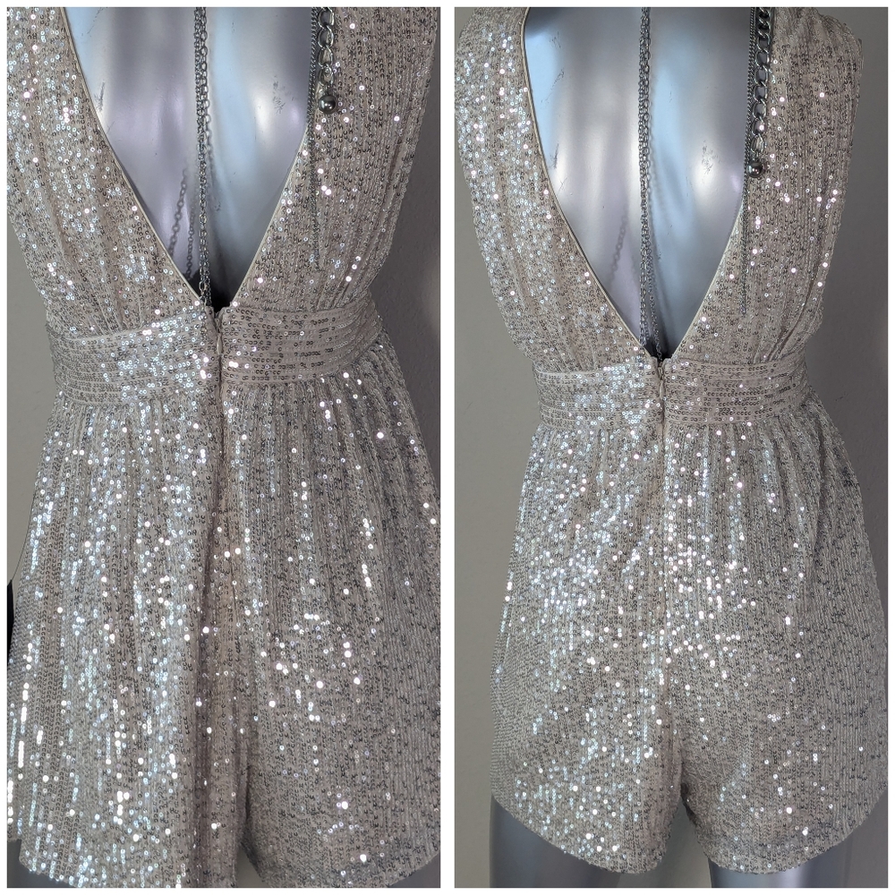 LULUS Sequin "Watch Me Shine" Cocktail Party Festival Bohemian XL Romper NWT - Picture 10 of 12